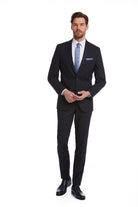 Slim Fit Plain Notch Lapel Navy Classic Suit - MIB