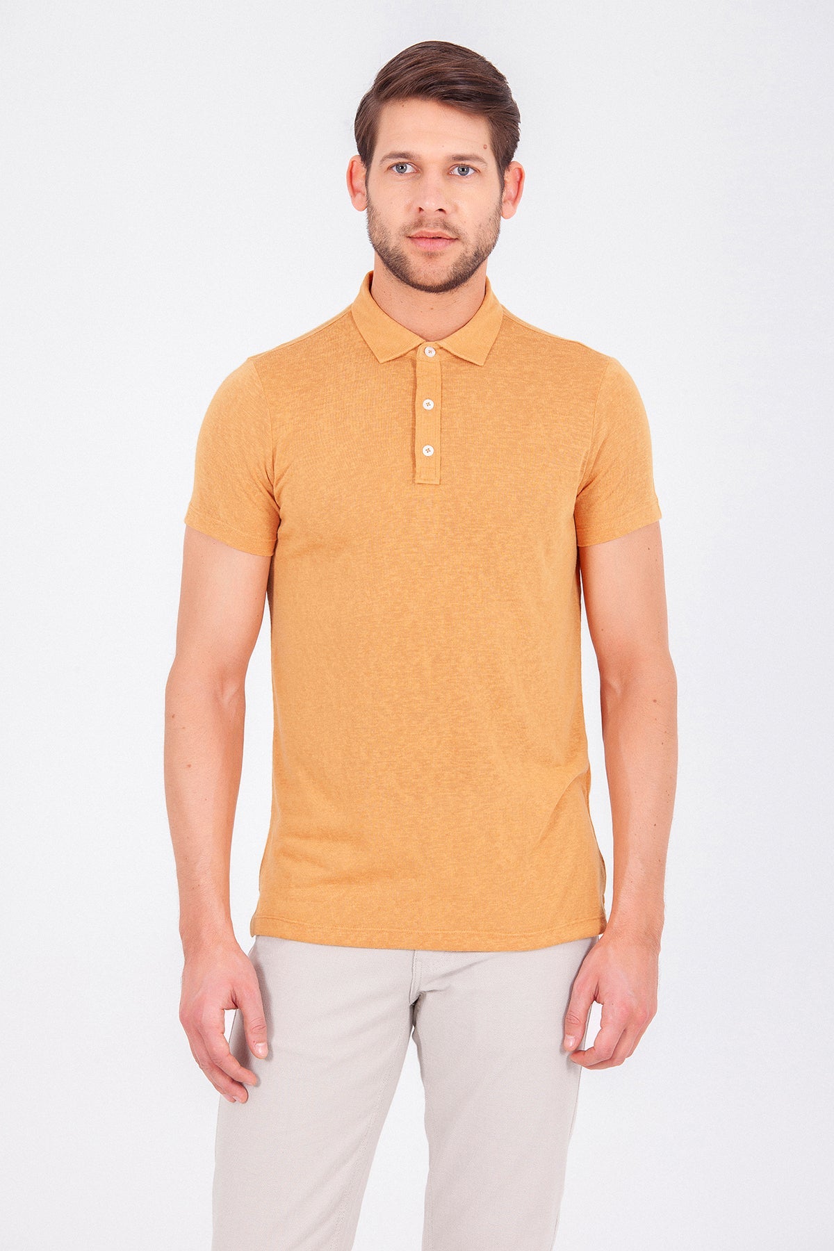 Slim Fit Plain Polo T-shirt Mustard - MIB