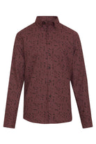 Slim Fit Printed Cotton Blend Burgundy Casual Shirt - MIB