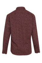 Slim Fit Printed Cotton Blend Burgundy Casual Shirt - MIB