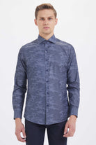 Slim Fit Printed Cotton Blend Gray Casual Shirt - MIB