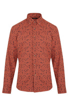 Slim Fit Printed Cotton Blend Orange Casual Shirt - MIB