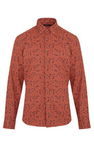 Slim Fit Printed Cotton Blend Orange Casual Shirt - MIB