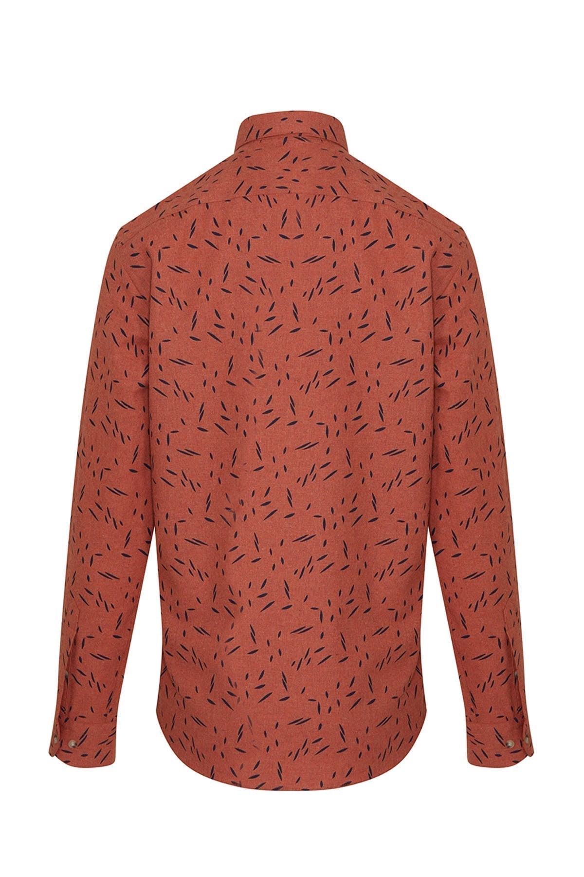 Slim Fit Printed Cotton Blend Orange Casual Shirt - MIB