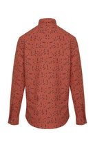 Slim Fit Printed Cotton Blend Orange Casual Shirt - MIB