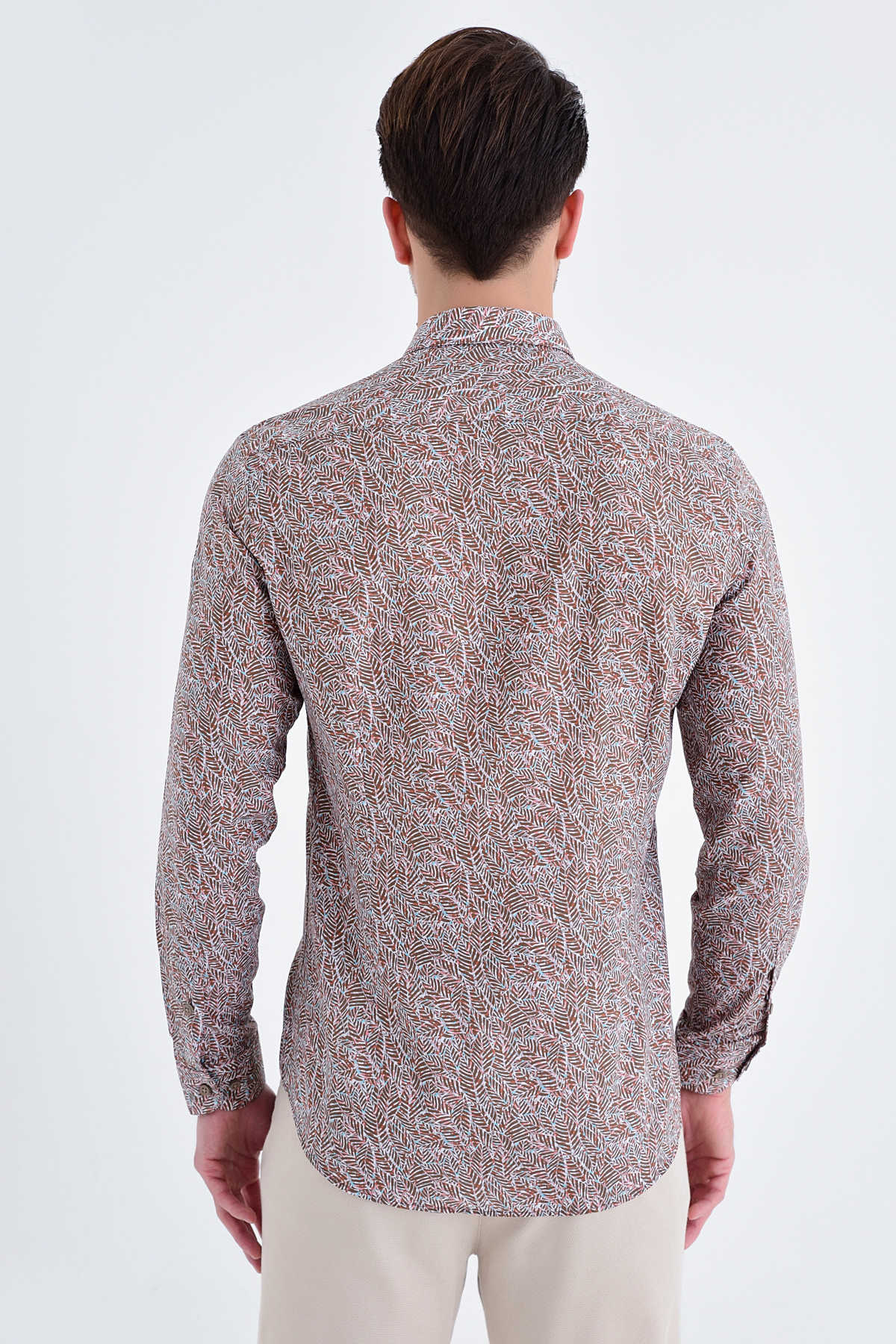 Slim Fit Printed Cotton Brown Casual Shirt - MIB