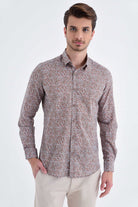 Slim Fit Printed Cotton Brown Casual Shirt - MIB