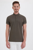 Slim Fit Printed Cotton Polo T-shirt Khaki-Beige - MIB