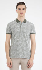 Slim Fit Printed Cotton Polo T-shirt Light Khaki - MIB