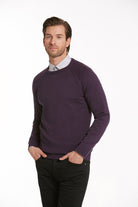 Slim Fit Purple Cotton Blend Crewneck Sweater - MIB