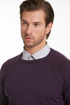 Slim Fit Purple Cotton Blend Crewneck Sweater - MIB