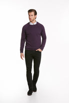 Slim Fit Purple Cotton Blend Crewneck Sweater - MIB