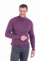 Slim Fit Purple Turtleneck Sweater - SAYKI