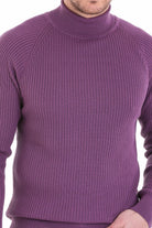 Slim Fit Purple Turtleneck Sweater - SAYKI