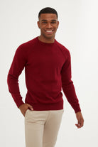 Slim Fit Red Cotton Blend Crewneck Sweater - MIB