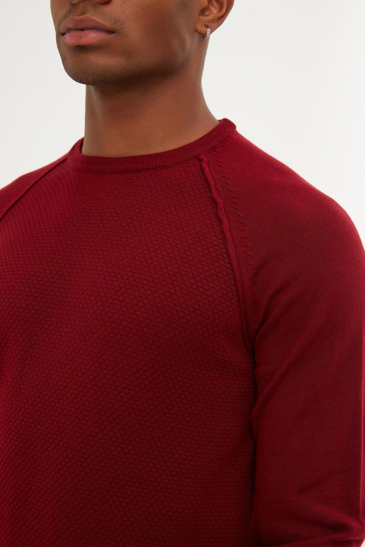 Slim Fit Red Cotton Blend Crewneck Sweater - MIB