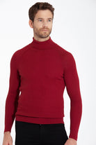 Slim Fit Red Turtleneck Sweater - SAYKI