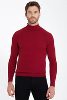 Slim Fit Red Turtleneck Sweater - SAYKI