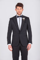 Slim Fit Release Peak Lapel Patterned Navy Classic Tuxedo