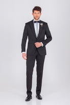 Slim Fit Release Peak Lapel Patterned Navy Classic Tuxedo