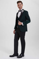 Slim Fit Release Shawl Lapel Patterned Green Classic Tuxedo