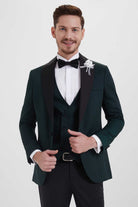 Slim Fit Release Shawl Lapel Patterned Green Classic Tuxedo