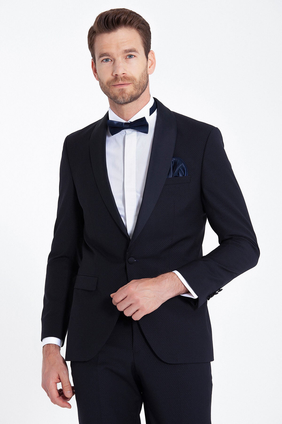 Slim Fit Release Shawl Lapel Wool Blend Navy Classic Tuxedo