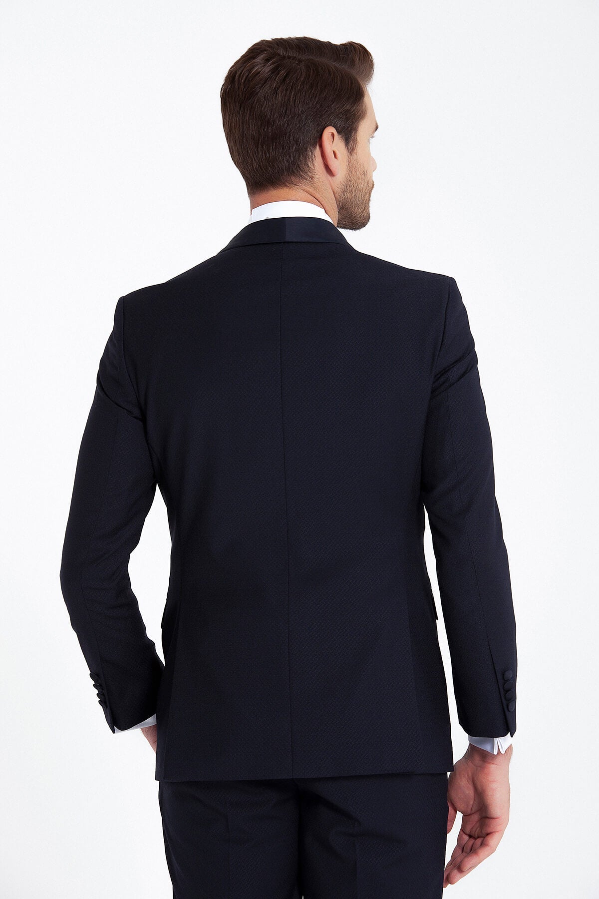 Slim Fit Release Shawl Lapel Wool Blend Navy Classic Tuxedo