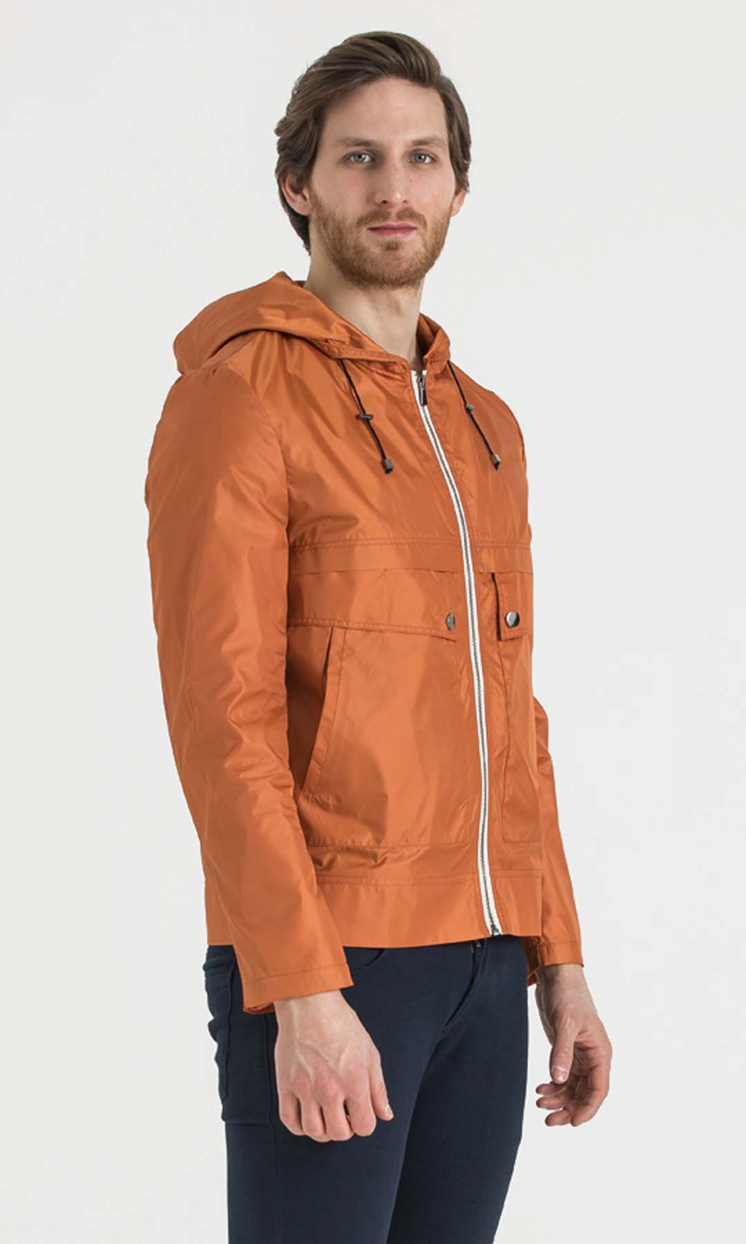 Slim Fit Seasonal Hooded Indigo Coat Orange - MIB