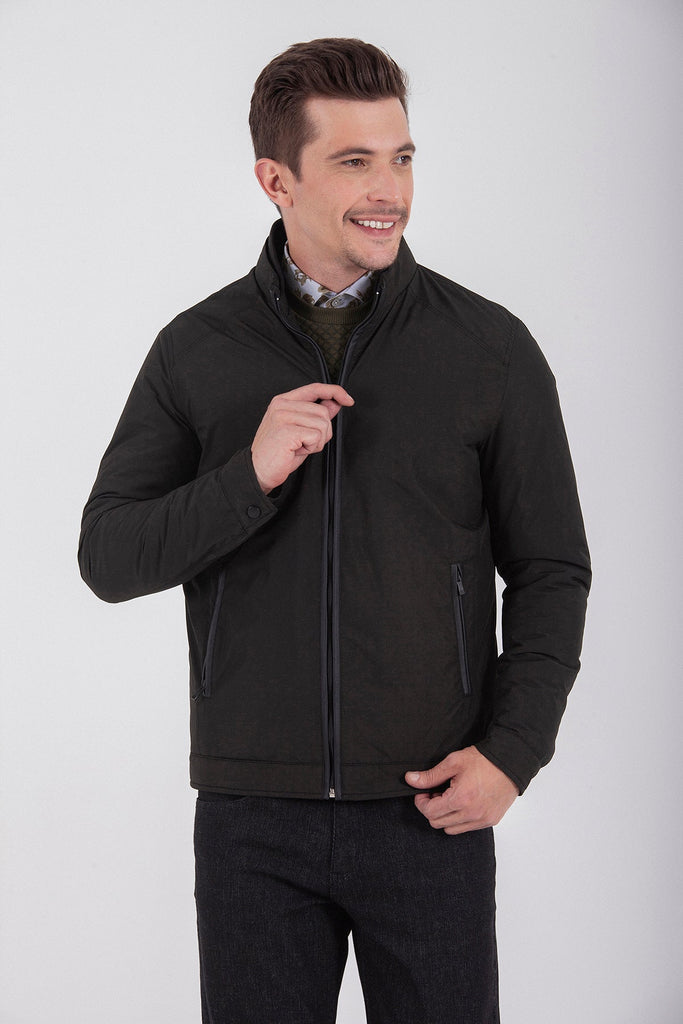 Slim Fit Seasonal Poyraz Stand Collar Black Coat - MIB