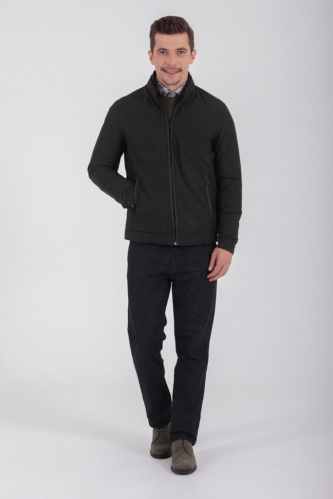 Slim Fit Seasonal Poyraz Stand Collar Black Coat - MIB