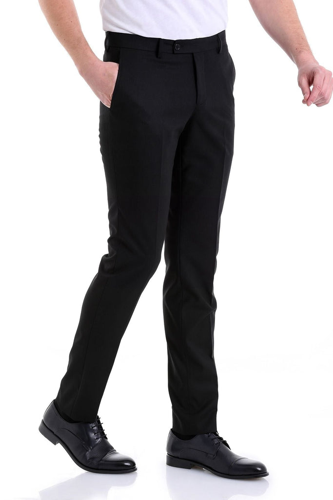 Slim Fit Side Pocket Low Waist Unpleated Black Dress Pants