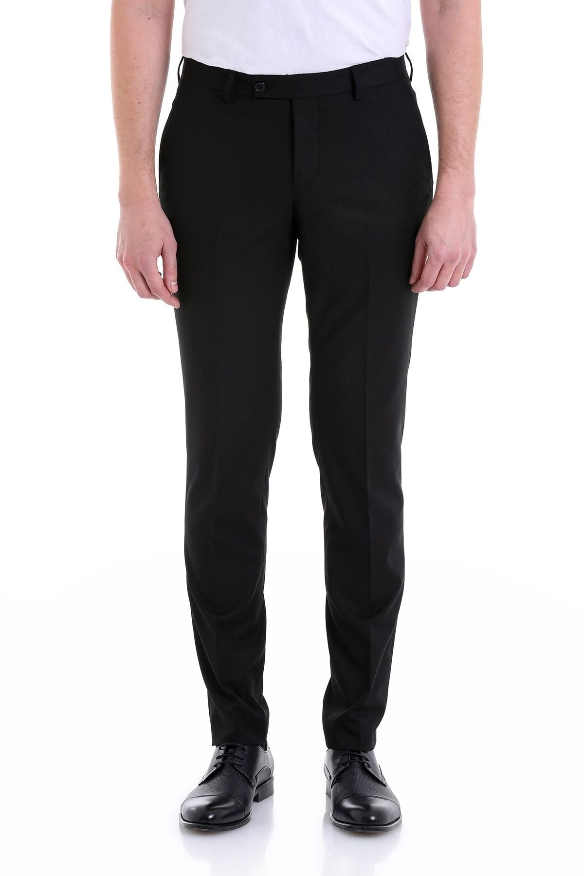 Slim Fit Side Pocket Low Waist Unpleated Black Dress Pants