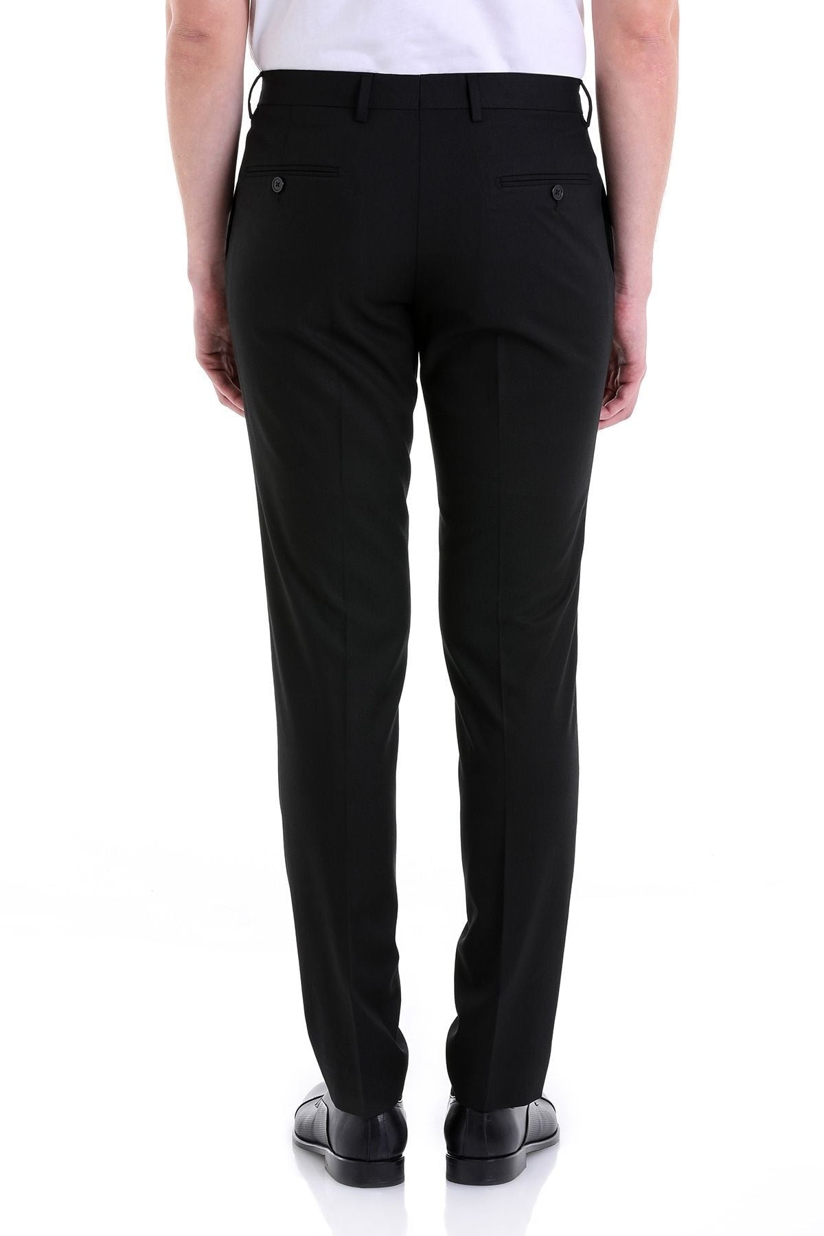 Slim Fit Side Pocket Low Waist Unpleated Black Dress Pants