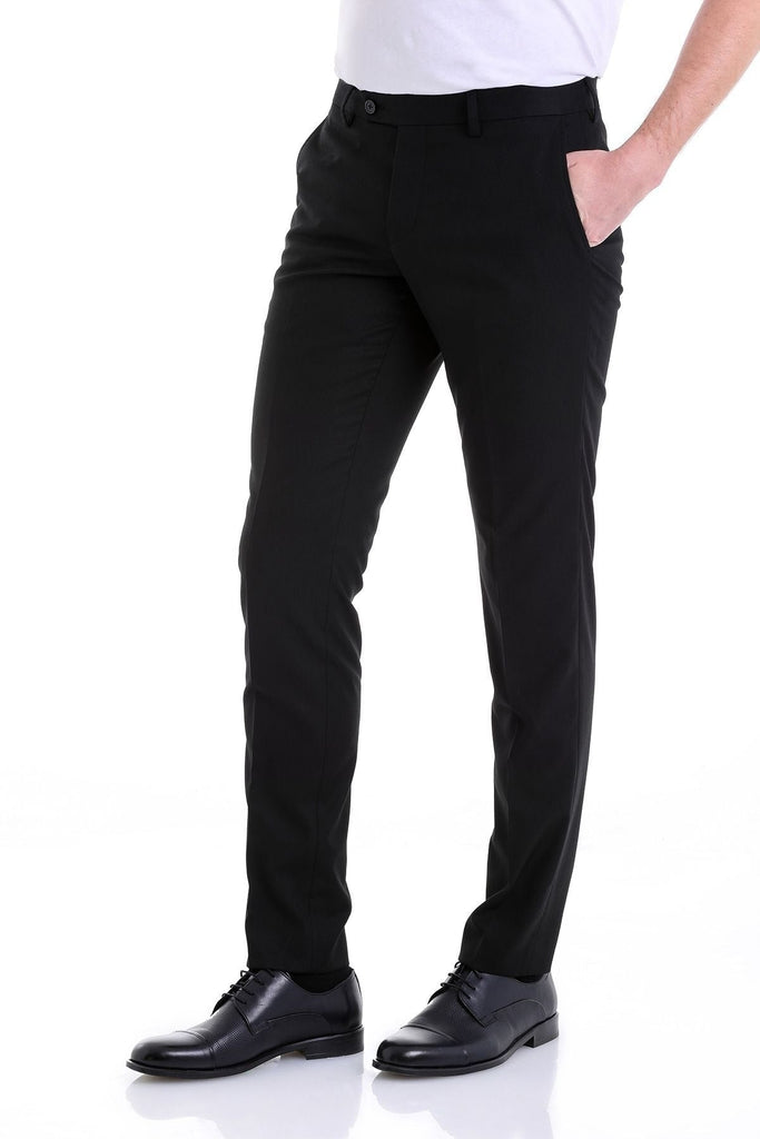 Slim Fit Side Pocket Low Waist Unpleated Black Dress Pants