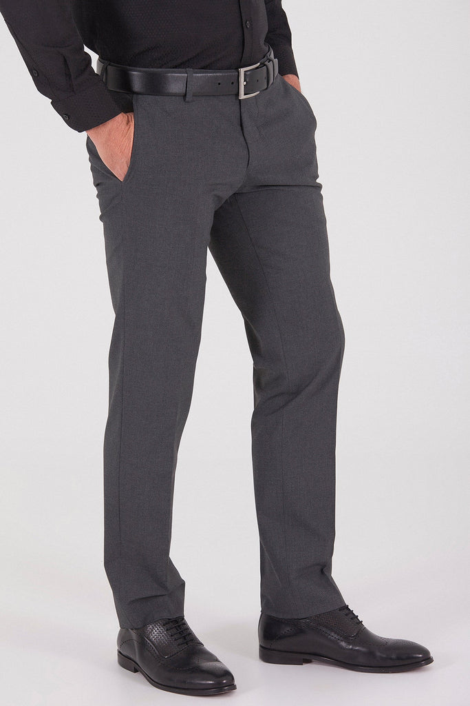 Slim Fit Side Pocket Low Waist Unpleated Gray Dress Pants