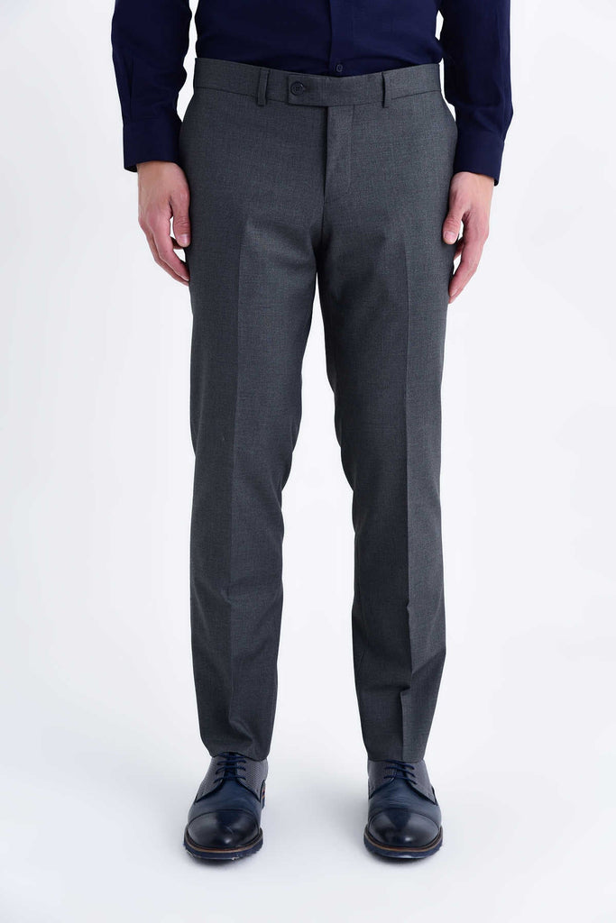 Slim Fit Side Pocket Low Waist Unpleated Gray Dress Pants