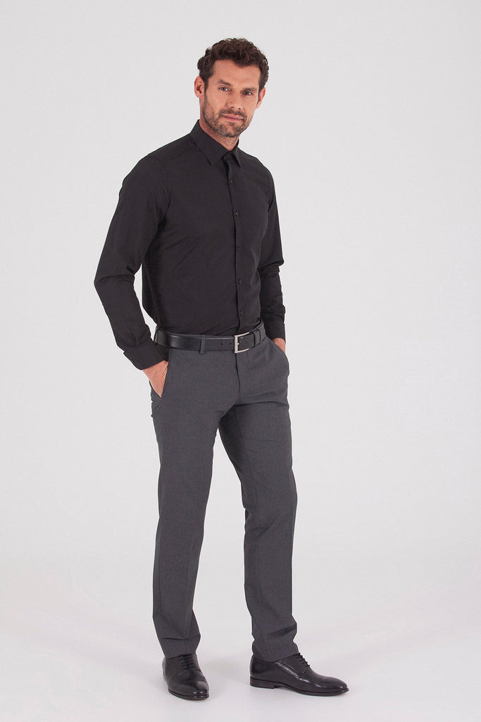 Slim Fit Side Pocket Low Waist Unpleated Gray Dress Pants