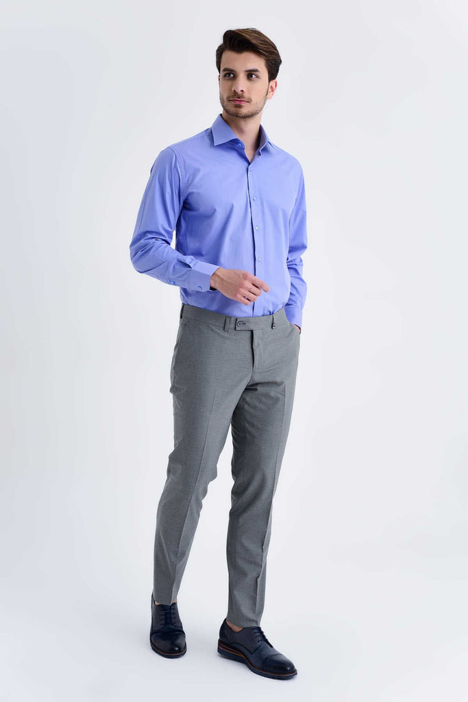 Slim Fit Side Pocket Low Waist Unpleated Gray Dress Pants