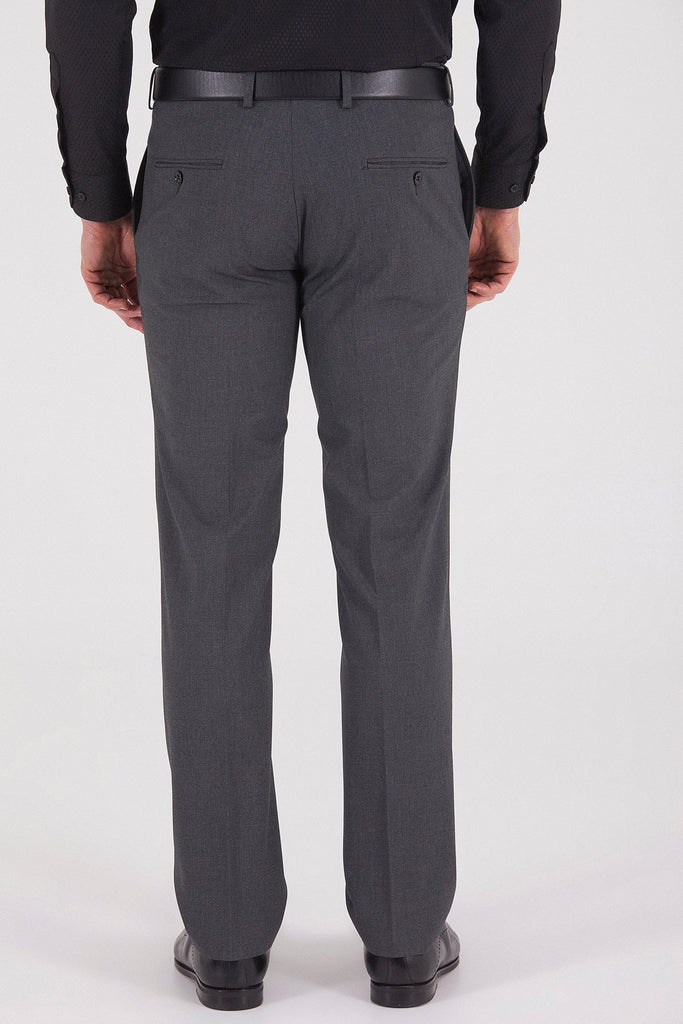 Slim Fit Side Pocket Low Waist Unpleated Gray Dress Pants