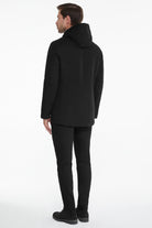 Slim Fit Stand Collar Hooded Black Coat - SAYKI