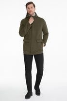 Slim Fit Stand Collar Hooded Khaki Coat - SAYKI