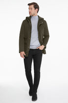 Slim Fit Stand Collar Hooded Khaki Coat - SAYKI