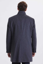 Slim Fit Stand Collar Wool Gray Overcoat Gray - MIB