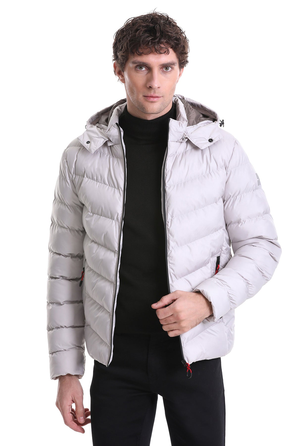 Slim Fit Stone Tom Hooded Stand Collar Coat - SAYKI