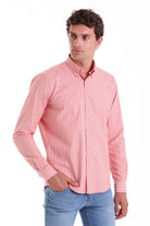 Slim Fit Striped Cotton Blend Orange Casual Shirt - MIB