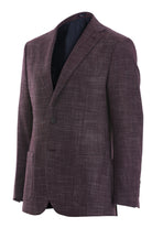 Slim Fit Textured Notch Lapel Burgundy Casual Blazer - SAYKI