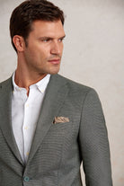 Slim Fit Textured Notch Lapel Green Casual Blazer - SAYKI