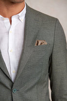 Slim Fit Textured Notch Lapel Green Casual Blazer - SAYKI