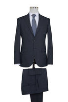 Slim Fit Textured Notch Lapel Navy Classic Suit - MIB